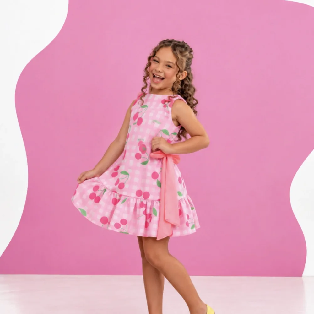 VESTIDO MARÍLIA ESTAMPA: CEREJA DE ALGODÃO